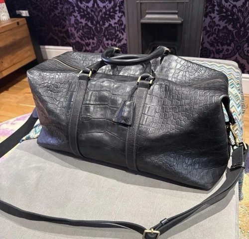 Mulberry black croc embossed