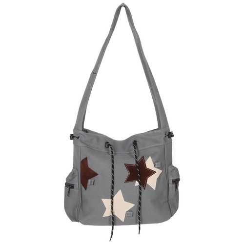 Cute grey canvas crossbody bag - grey,